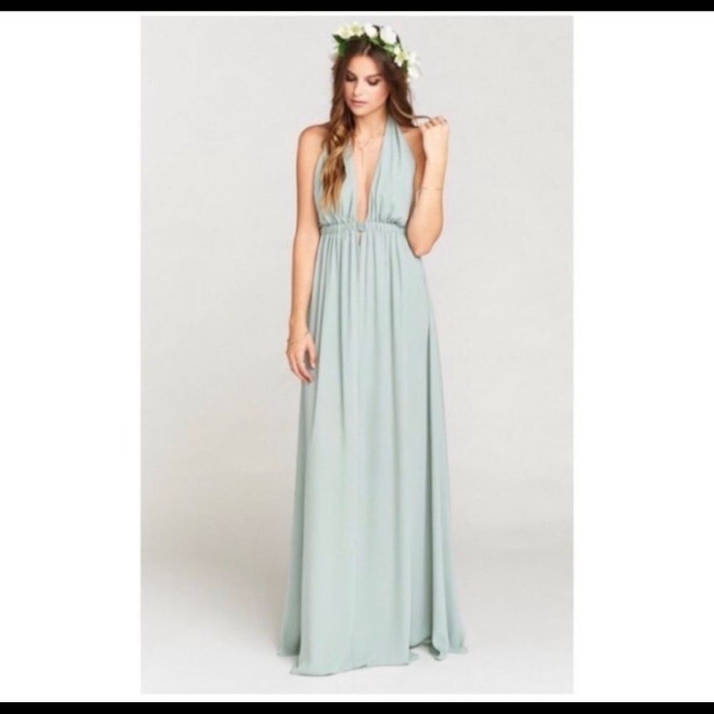 New show me your mumu Luna dress. Color is silver sage crisp and size is XS
